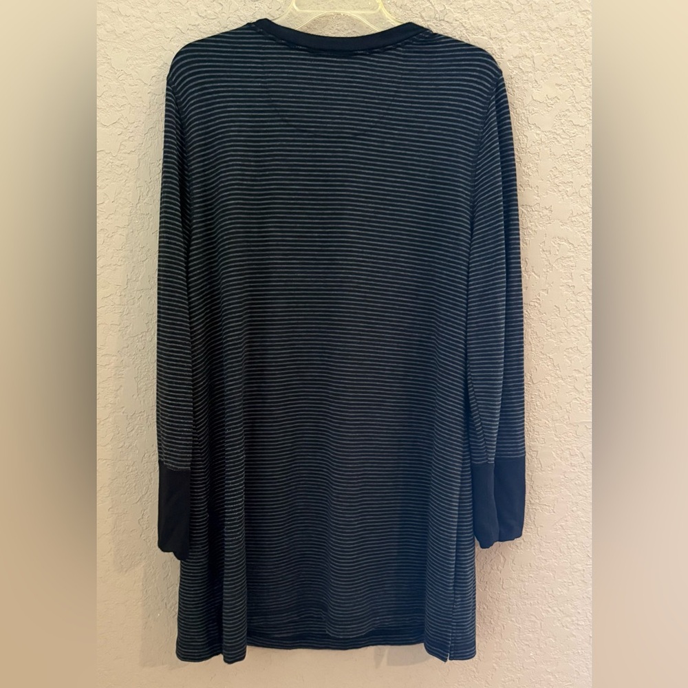 Soma Black Grey Stripe Long Sleeve Tunic Long Sleeve Modal Blend Pajama Top XL - Picture 5 of 7